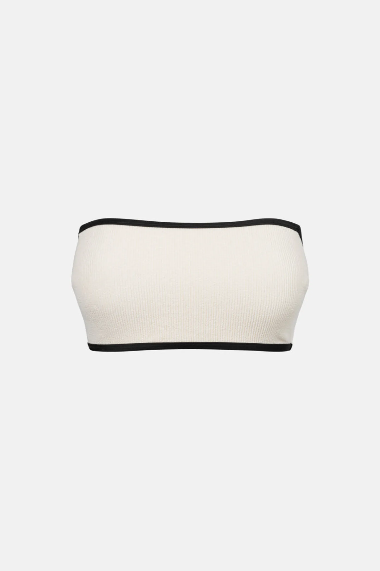 Essential Rib Contrast Bandeau Top Creme